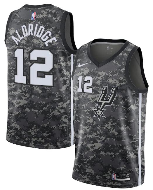 Men's Black San Antonio Spurs #12 Lamarcus Aldridge City Edition Swingman Stitched Jersey